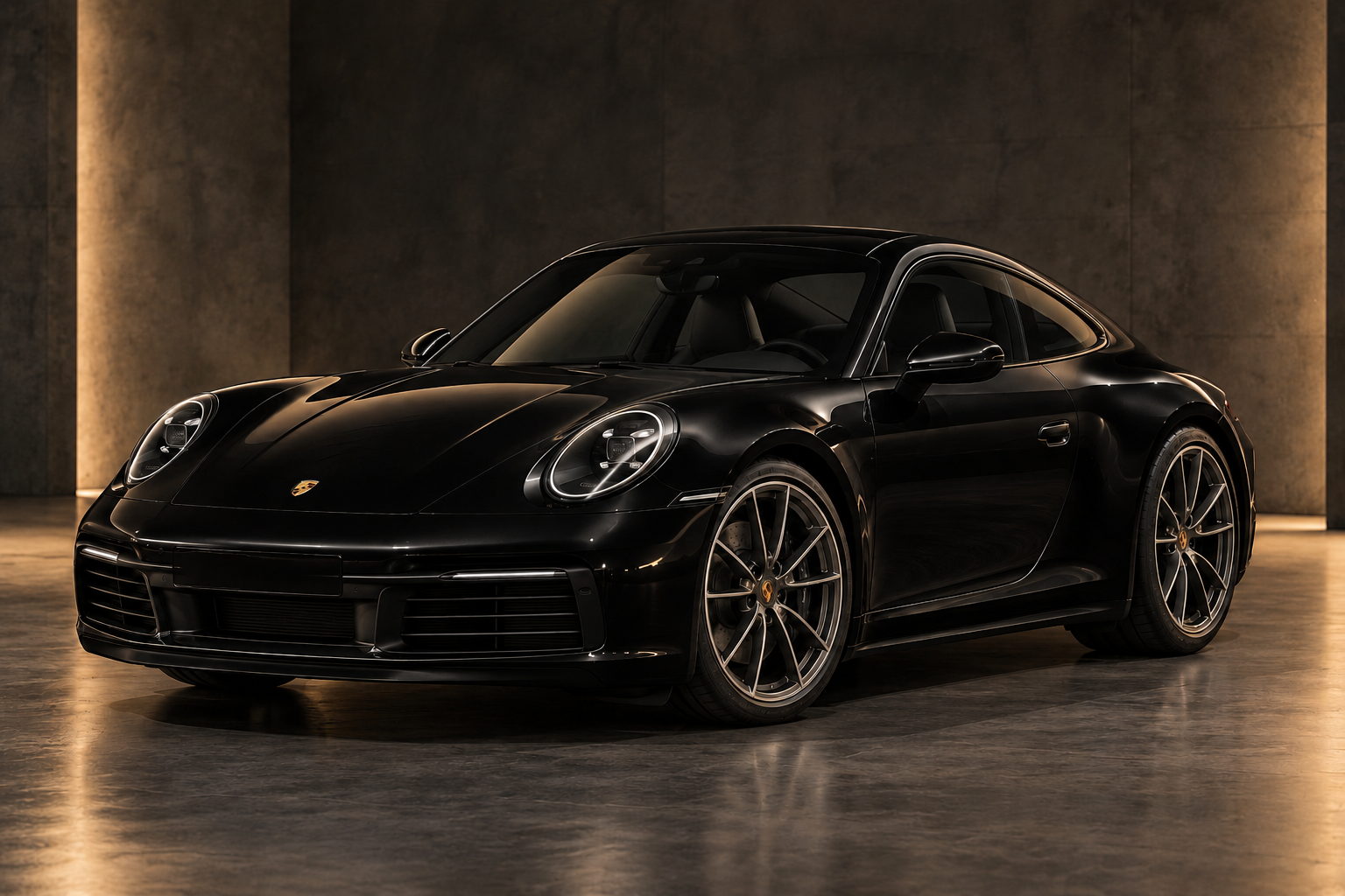 Mockup van een zwarte Porsche 911 992.1